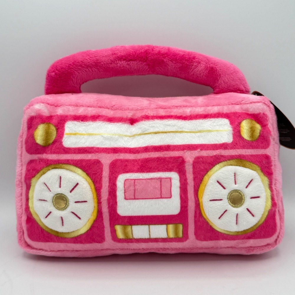 FAO Schwarz Pink Boombox Plush Radio Retro Music Room Decor NEW W/Tag